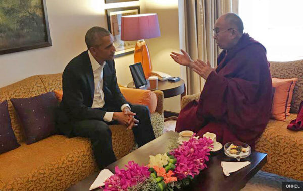 Dalai Lama en Barak Obama in India